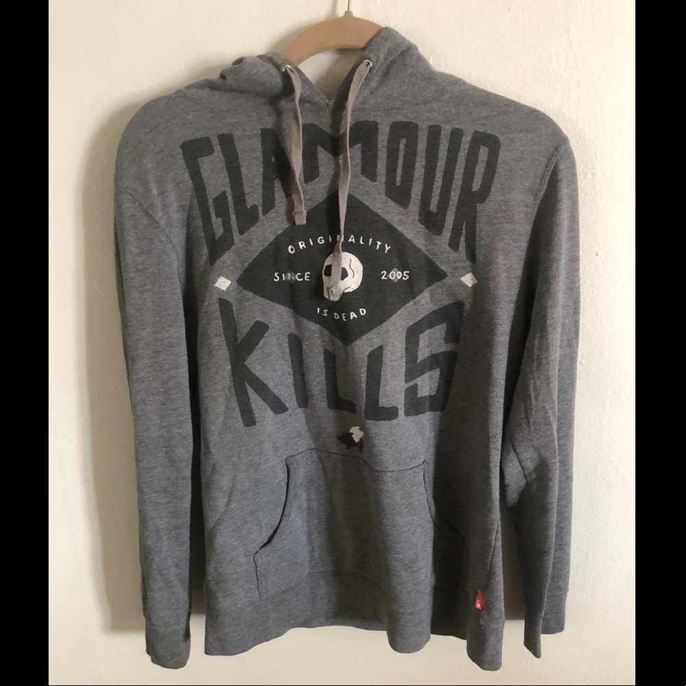 Glamour Kills Gray Skull Hoodie